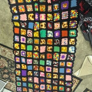 Colorful Crochet Granny Square Blanket